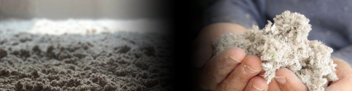 Cellulose en vrac tenue dans les mains – isolant utilisé par Isolation VIP